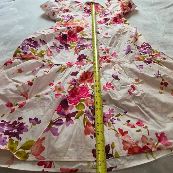 New MP Maeve x Anthropologie The Bettina tiered shirt dress in Cream Floral - Picture 11 of 11